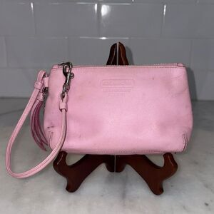 Coach Wristlet Bag Purse Bag Embossed Smooth Leather Tassel Pouch Clutch Wallet